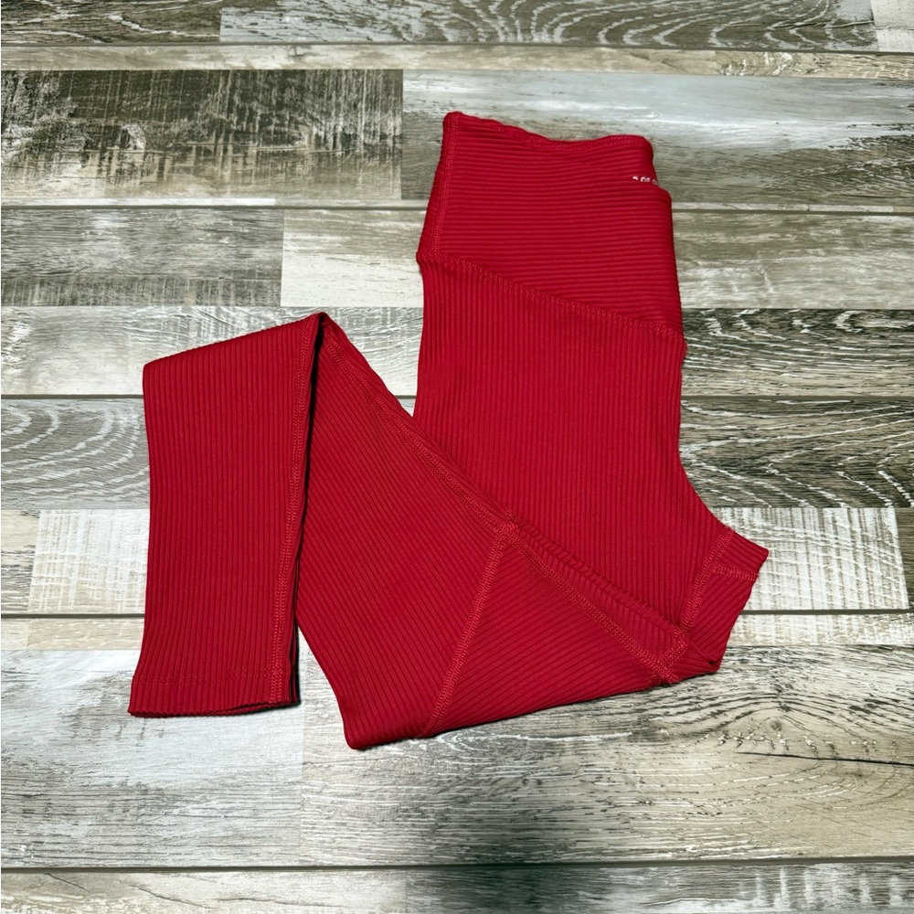 Year of Ours Bandier Women's Red High Rise Ribbed Athletic Leggings Pants M
